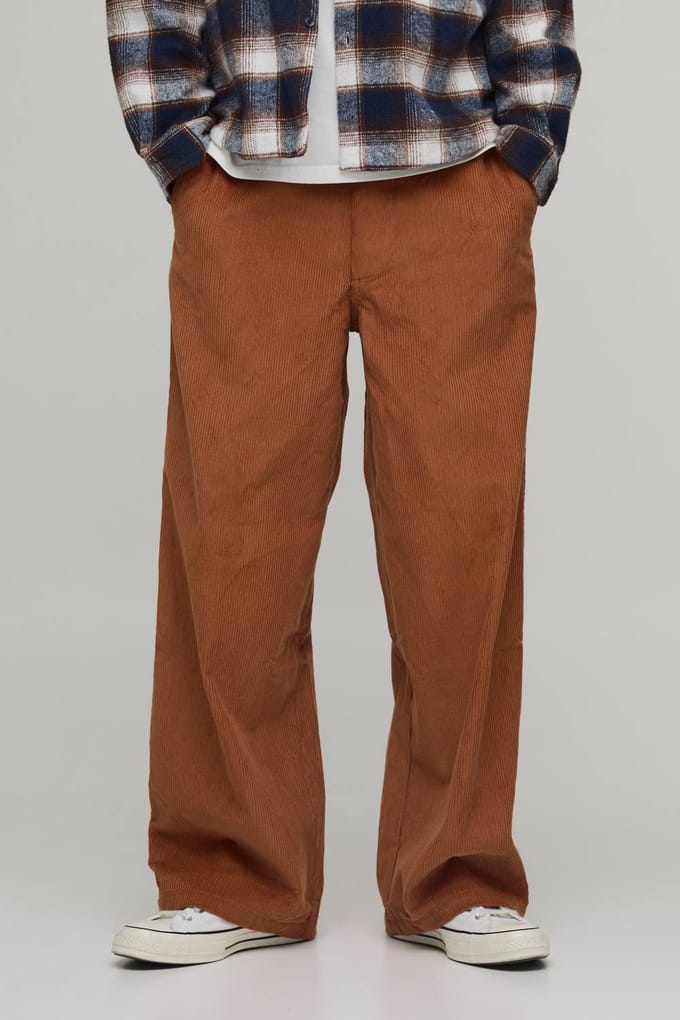 Baggy Corduroy Broek met Geweven Label | Rust | Size Medium