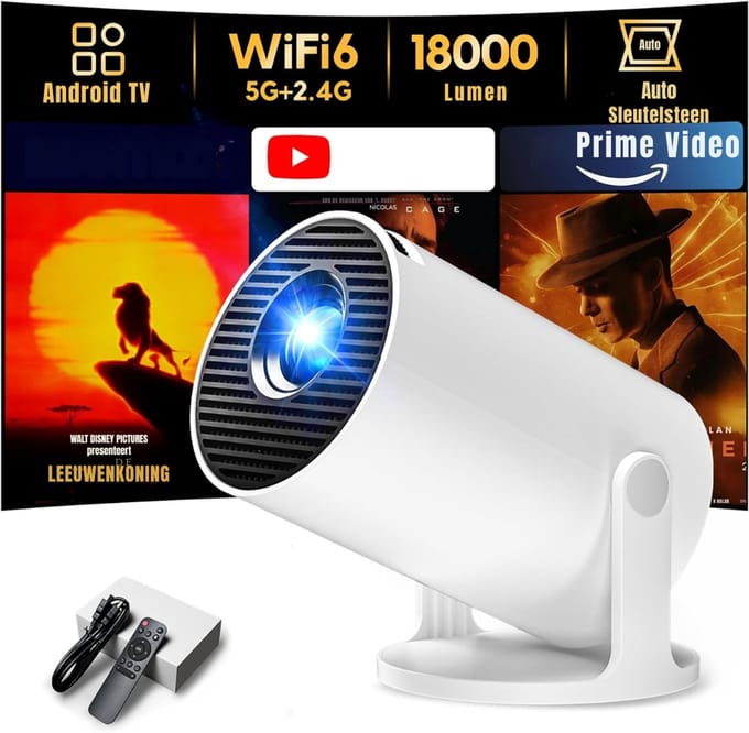 Zyrex® Draagbare beamer - Beamer - Projector - Mini Beamer - Wit - 14cm x 8cm x 9cm