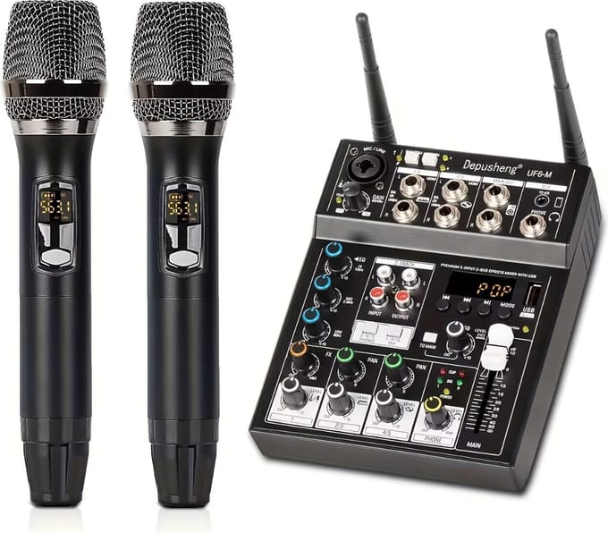 Bovista Mengpaneel - 6-kanaals - DJ - Mixer - Met Draadloze Microfoon