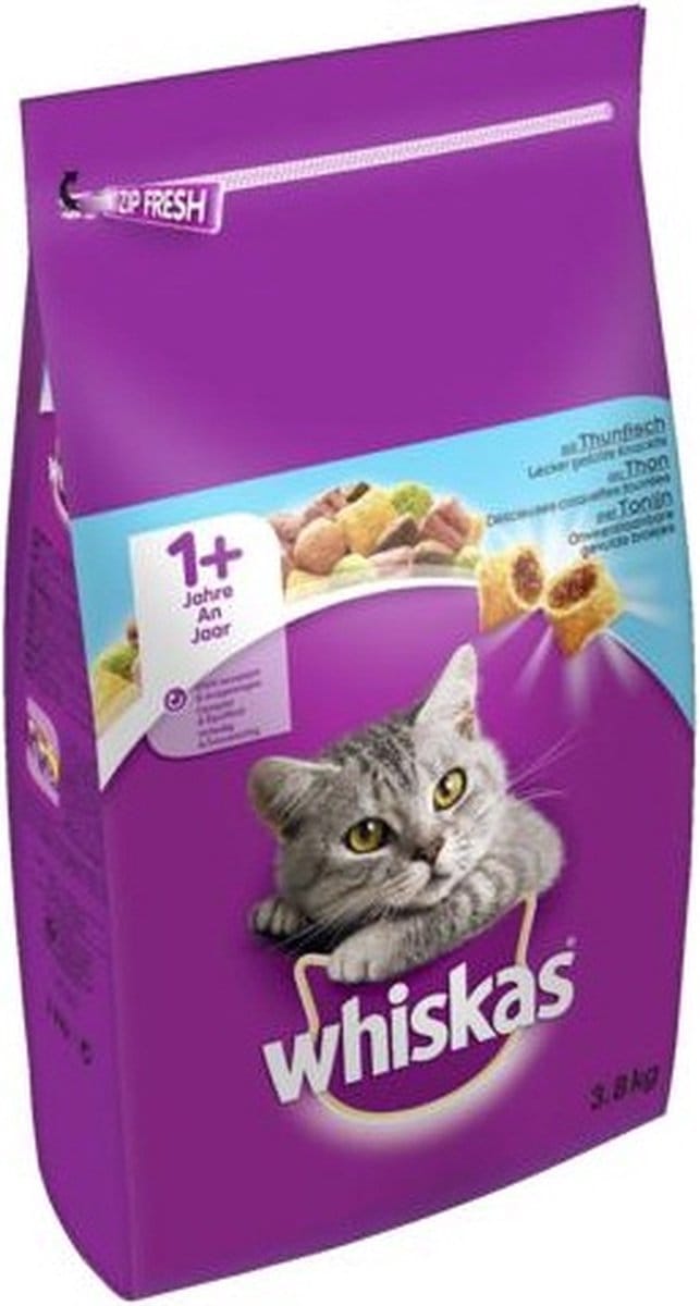 2x Whiskas Adult 1+ Tonijn 1,9 kg (3.8kg)