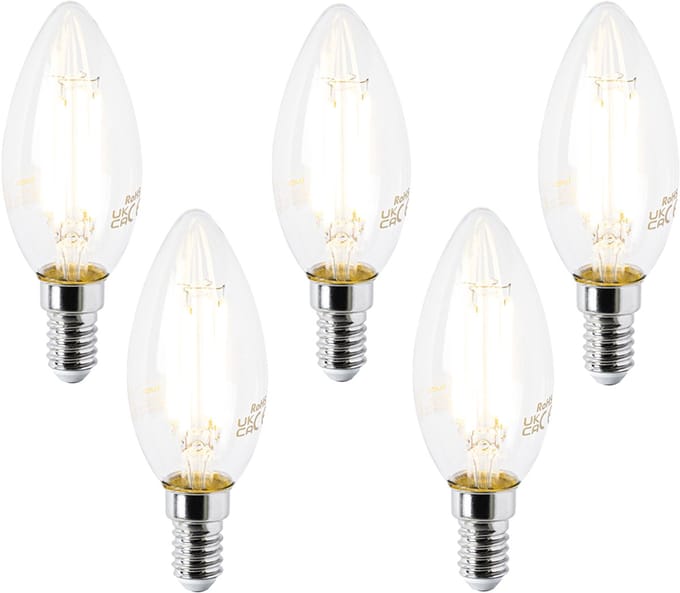 LUEDD Set van 5 E14 LED lamp B35 helder 2,2W 470 lm 2700K