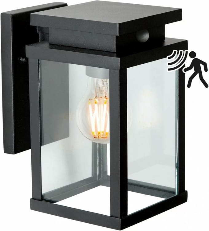Zwarte Buitenmuurlamp met Infrarood Bewegingssensor