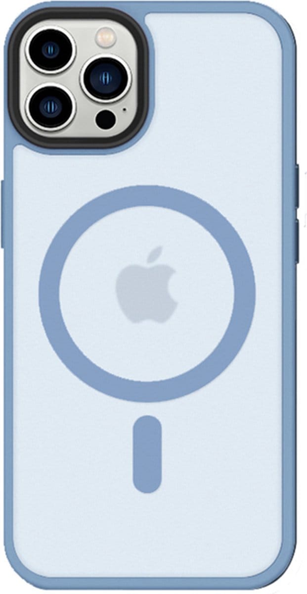 iDenn hoesje voor iPhone 14 Pro Mat Transparant Licht Blauw geschikt voor MagSafe