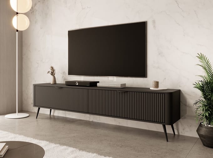 Meubella - TV-Meubel Lima - Zwart - 200 cm