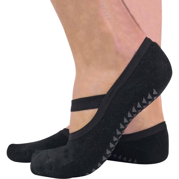 Set van 2 antislip yogasokken voor dames met bandjes - Zwart