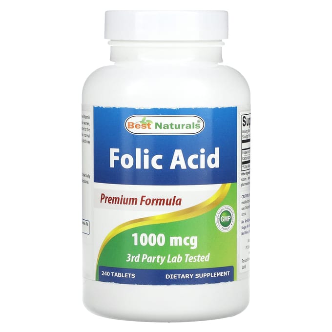 Best Naturals, Foliumzuur, 1.000 mcg, 240 Tabletten