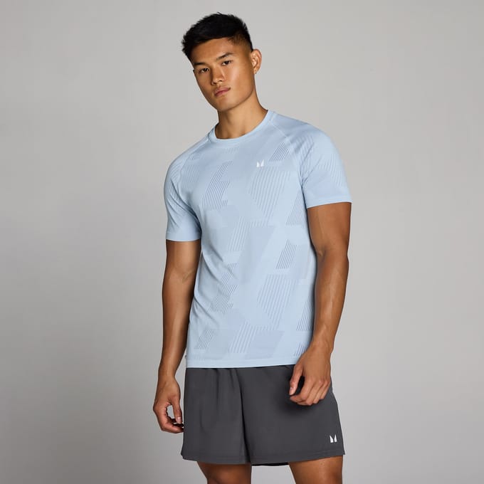 MP Heren Tempo Pillar Graphic Seamless T-Shirt - Breeze Blauw - M