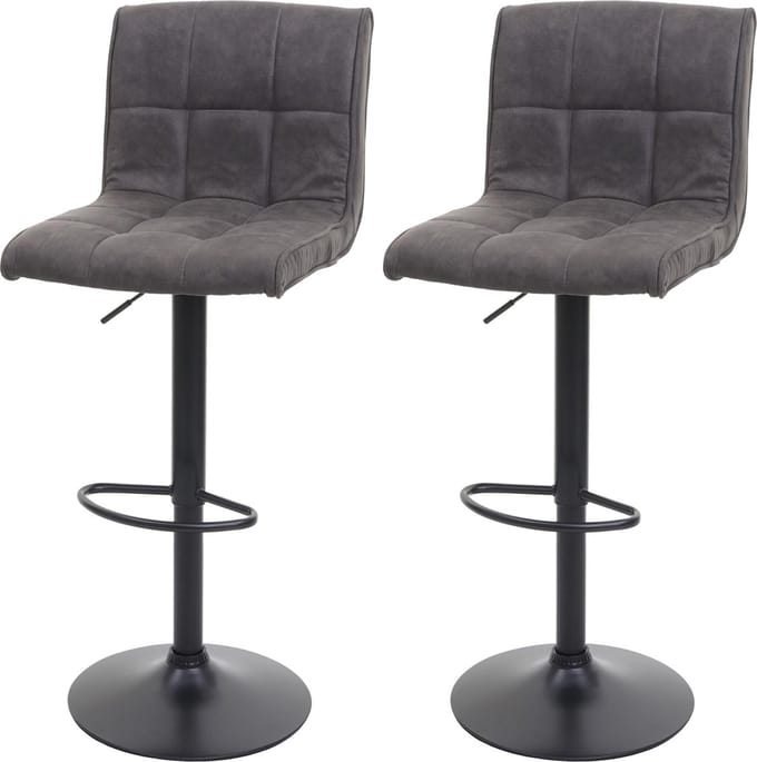 Set van 2 barkrukken MCW-B13, barkruk tegenkruk, imitatiesuède MVG-gecertificeerd ~ vintage donkergrijs