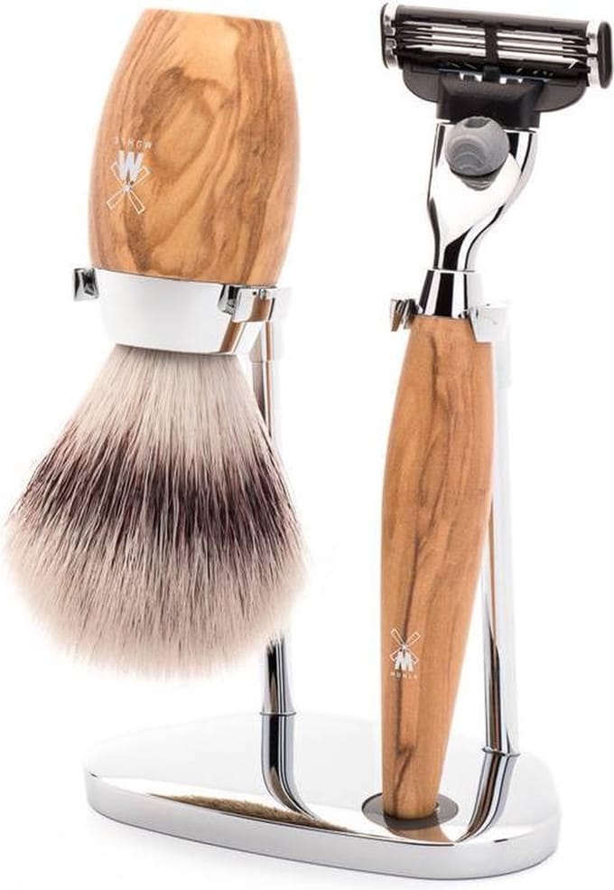 MÜHLE -Scheerset Kosmo 3-delig - Olijfhout - Mach3