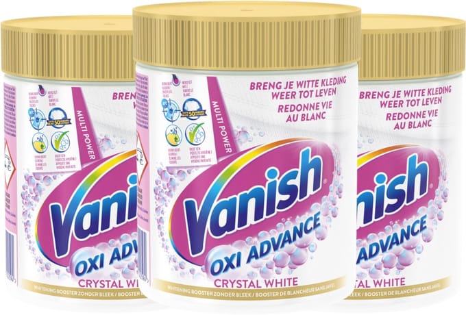 Vanish Oxi Advance Kristalwit - Witte Was - 470 Gram - 3 Stuks - Voordeelverpakking