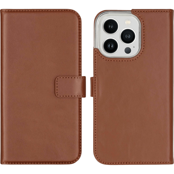 Selencia iPhone 14 Pro Leren Portemonnee Hoesje Lichtbruin