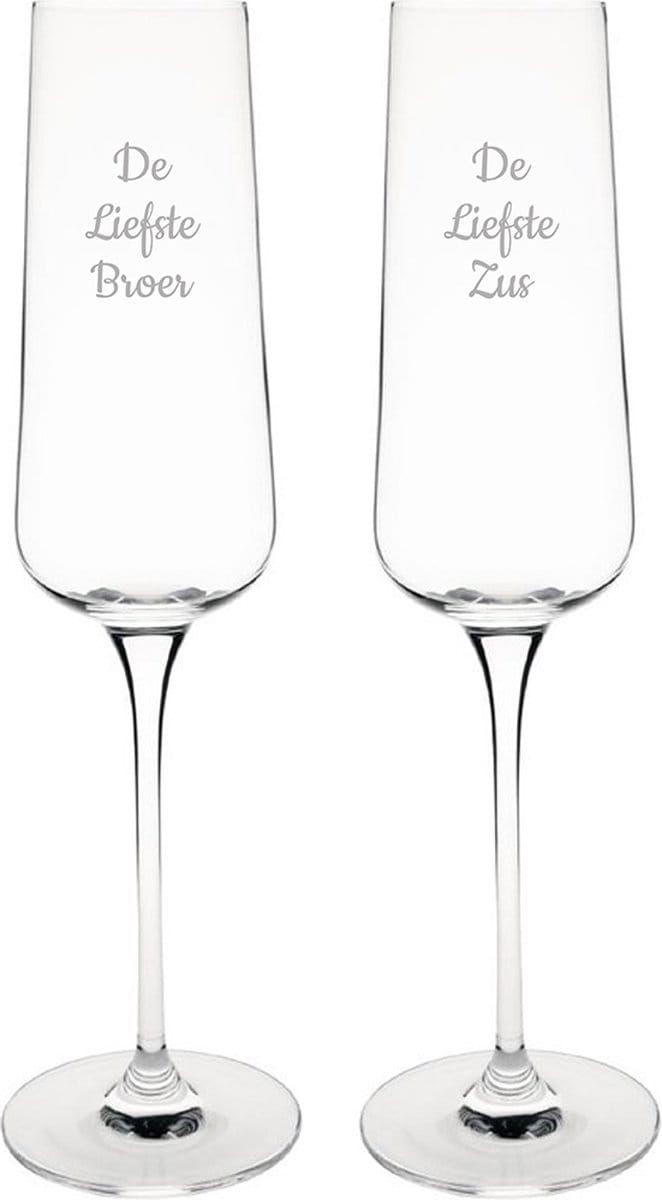 Gegraveerde Champagneglas 27cl De Liefste Broer-De Liefste Zus