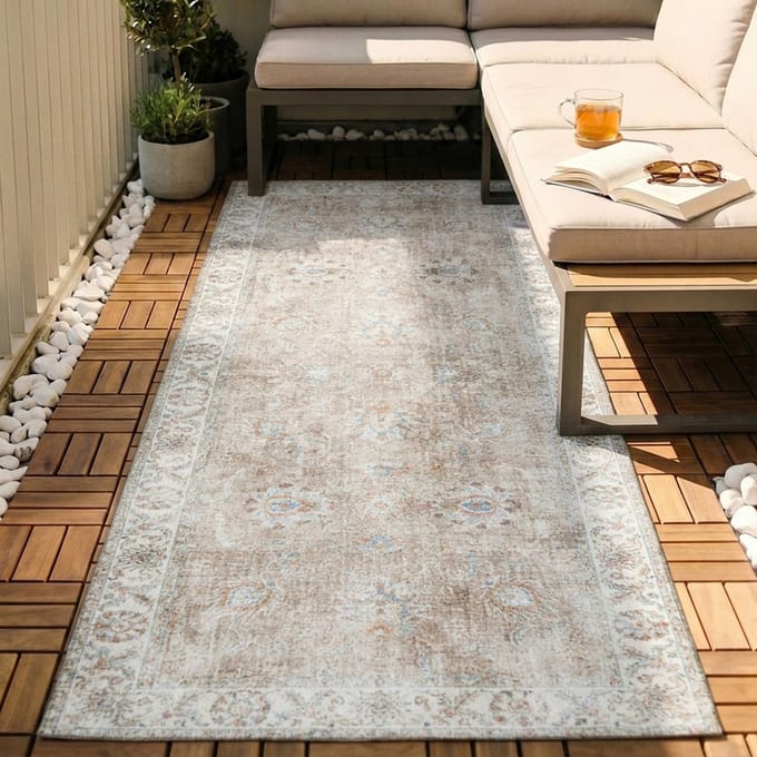 Fraai Wasbare loper - Domingo Oriental Beige - 80x350cm
