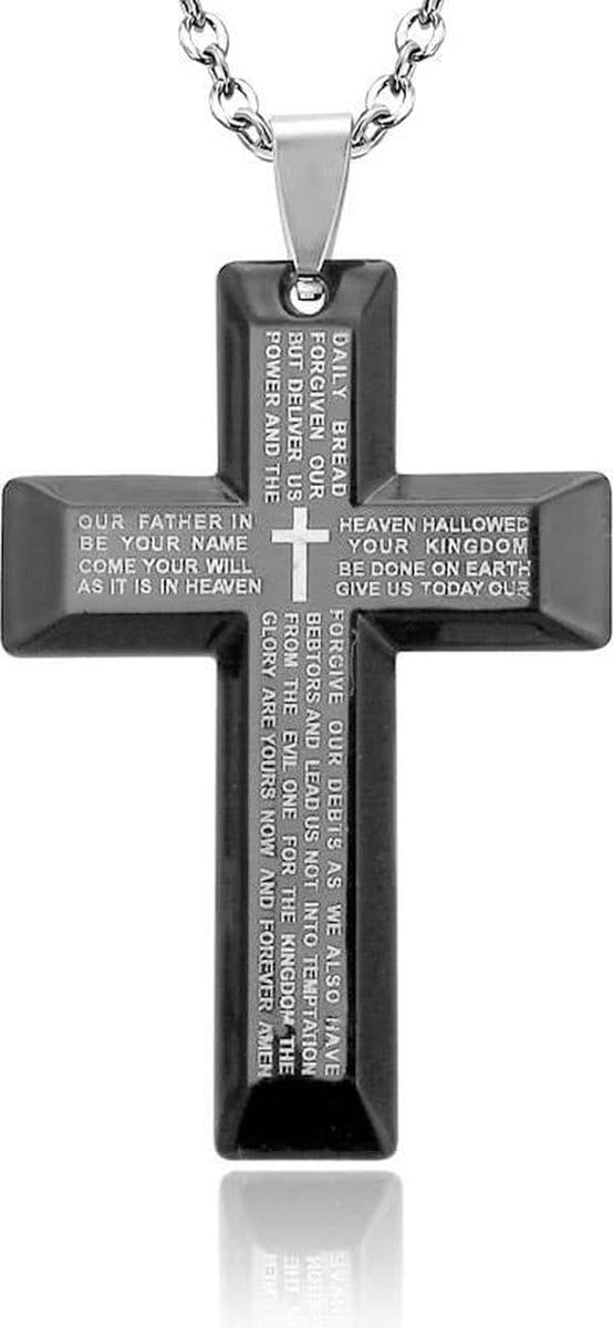 Montebello Ketting Black Cross - 316L Staal - Kruis - 60x41m - 60cm
