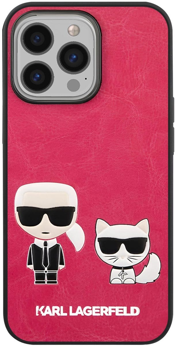 Karl Lagerfeld Apple iPhone 13 Pro Pu Back Cover Telefoonhoesje - Roze, Beschermende Cover voor Smartphone