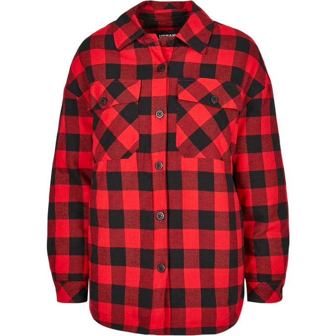 Urban Classics - Padded Check Flannel Overhemd - S - Zwart/Rood