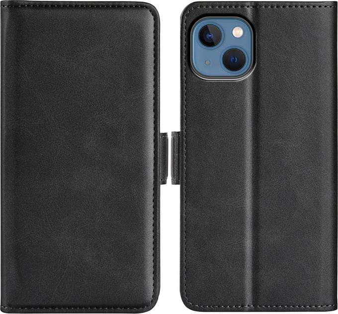 MobyDefend Hoesje - Geschikt voor iPhone 14 Plus - Luxe Wallet Book Case (Sluiting Zijkant) - Zwart