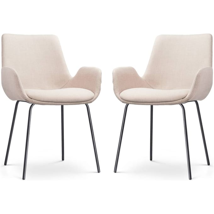 Nolon Nora-Eef Eetkamerstoel beige - zwart onderstel - set van 2
