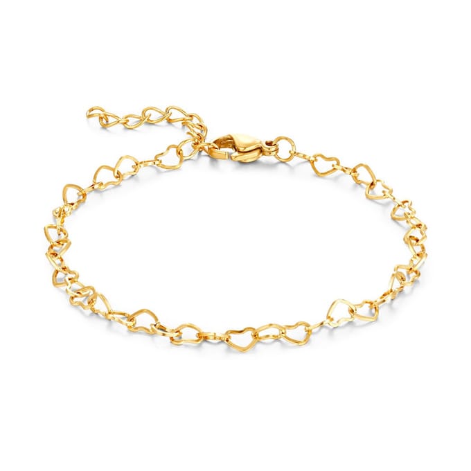 Twice As Nice Armband in goudkleurig edelstaal, open hartjes 16cm+3cm