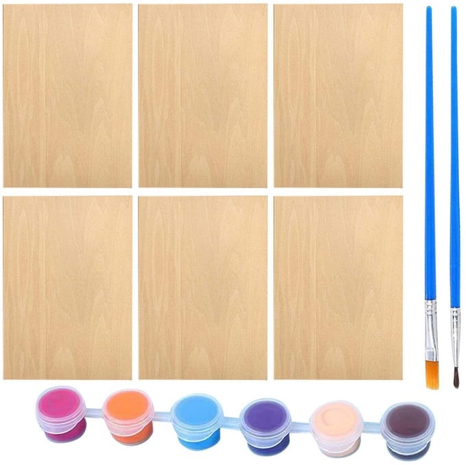 Dailygoods- Houtspaanders Handbeschilderd - 6 Stuks - Penselen
