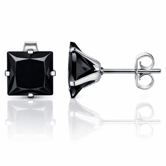 LGT Jewels Stud oorbellen Edelstaal Classic Black 6mm