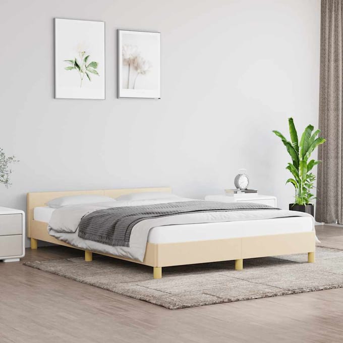 vidaXL - Bedframe - zonder - matras - stof - crèmekleurig - 140x200 - cm