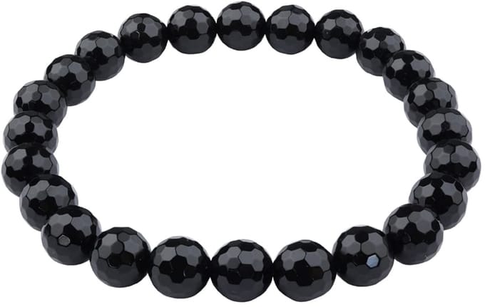 Armband Agaat Zwart gefacetteerd 8 mm