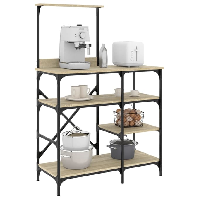 vidaXL - Bakkersrek - 90x40x132 - cm - bewerkt - hout - en - metaal - sonoma - eiken