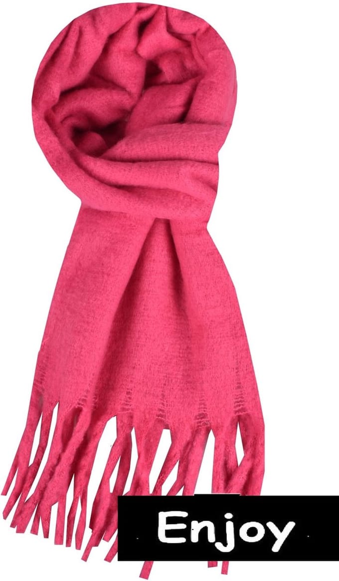 Sjaal -fuchsia -dikke -effen sjaal- langwerpig
