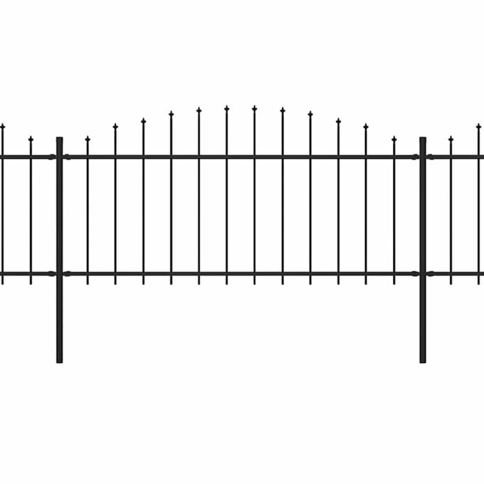 vidaXL - Tuinhek - met - speerpunt - staal - 1005x75 - cm - zwart