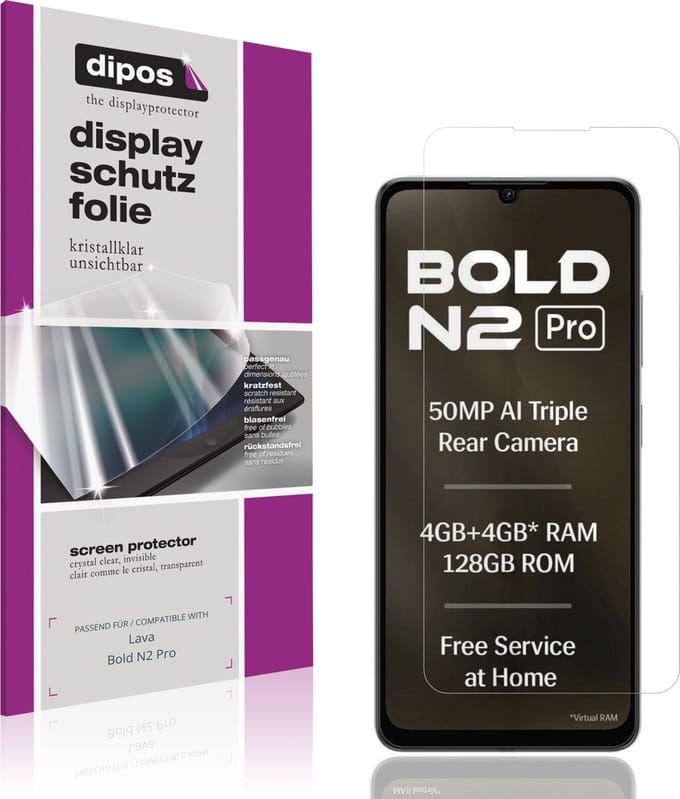 dipos – 4x Beschermfolie geschikt voor Lava Bold N2 Pro | Krasbestendige & heldere Screenprotector Ultra-Thin