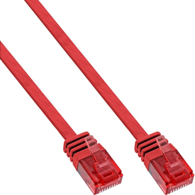 InLine® Patchkabel plat, U/UTP, Cat.6, rood, 10m