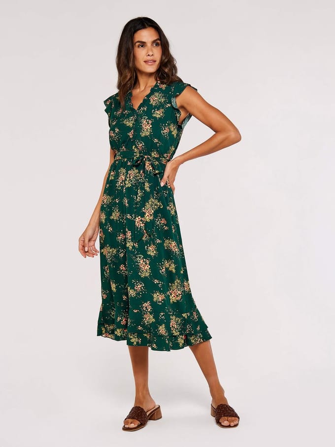 Midi-jurk met kleine bloemenprint
