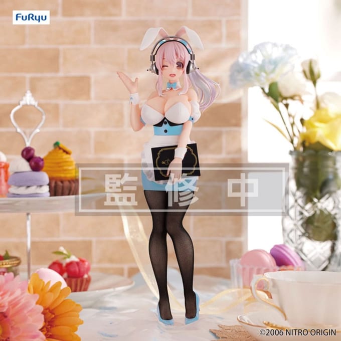 Furyu Super Sonico BiCute Bunnies PVC Statue Waitress Light Blue Color Ver. 28 cm Beeld