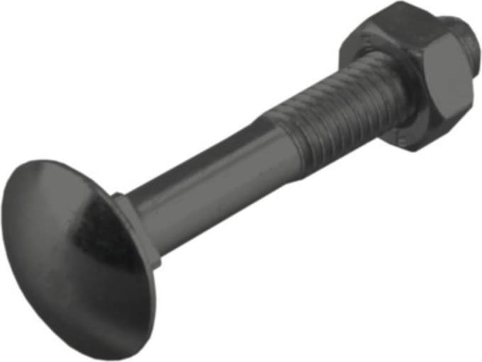 Slotbout met moer. M8 x 50mm. lang. Gefosfateerd. 4 stuks Houtbout. Ifix.