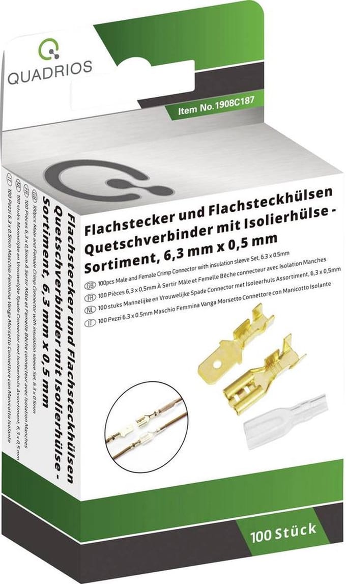 Quadrios 1908C187 Assortiment kabelschoenen 1.50 mm² - 2.50 mm² Messing, Transparant 100 onderdelen