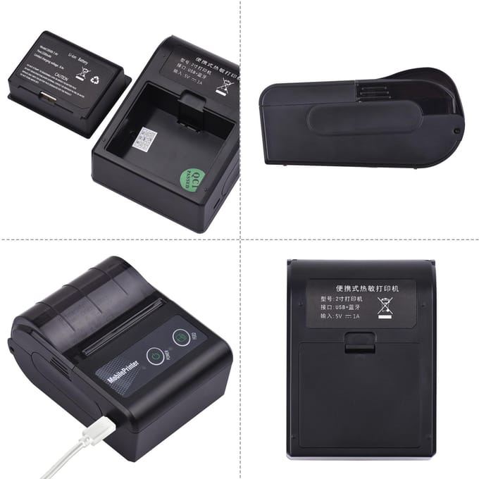 Draagbare 58mm 2 inch draadloze BT thermische factuurontvangstprinter Mini mobiele POS-printerondersteuning black