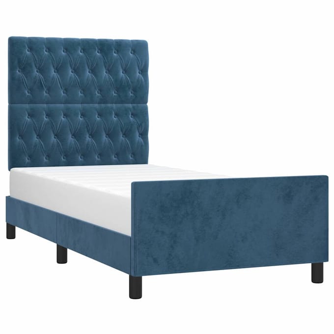 vidaXL - Bedframe - zonder - matras - 90x200 - cm - fluweel - donkerblauw