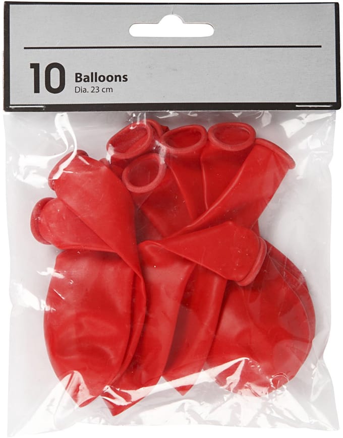 Ballonnen, rond, d 23 cm, rood, 10 stuk/ 1 doos