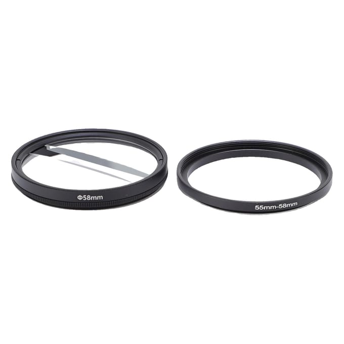 58MM Dubbele Halve Maan Speciale Blur Effecten Filter Dubbel Glas Camera Midden Gesplitste Diopter Lens gray