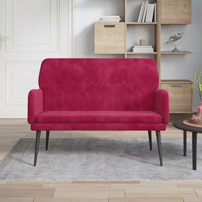 vidaXL - Bankje - 108x79x79 - cm - fluweel - wijnrood