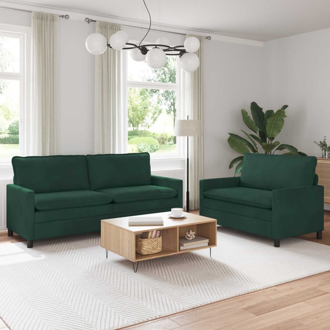 vidaXL - Bankstel - 2 - st - Donkergroen - Fluweel