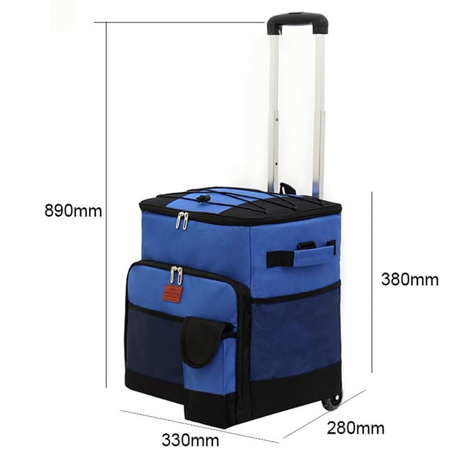 Draagbare koeltas Camping Thermische isolatie Opslagorganisator Waterdicht en lekvrij Houd warm en With Pull Rod grijs
