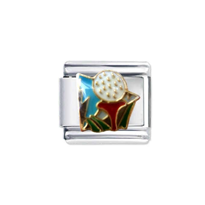 Schakel Bedel - Golf Ball - 9mm Schakel voor Italiaanse Bedelarmband