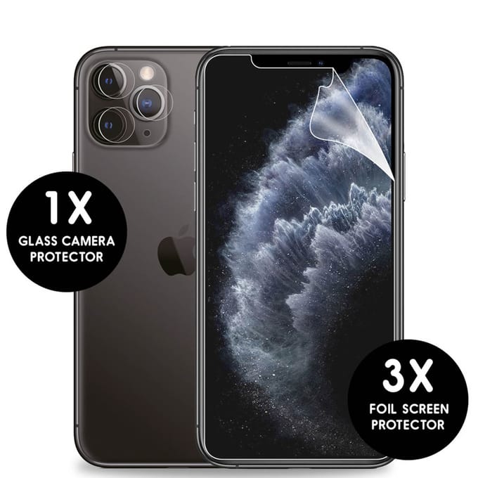 imoshion Screenprotector Folie 3 Pack + Camera Protector Glas voor de Apple iPhone 11 Pro