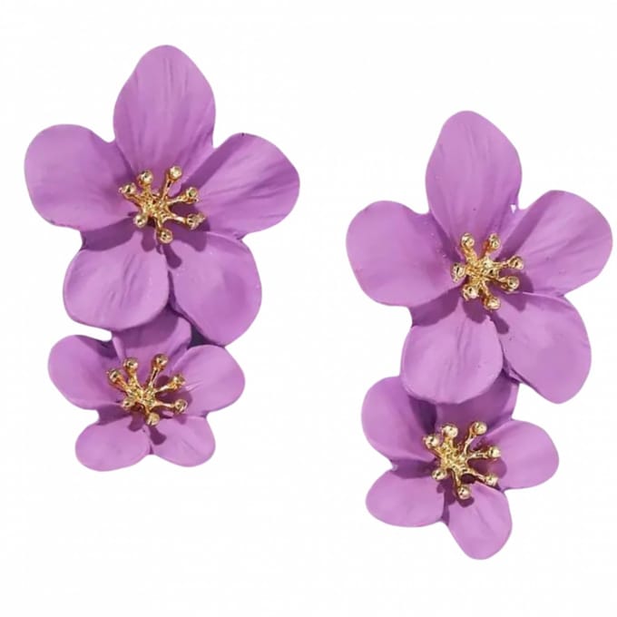 Oorbellen -Glee -lila -paars -bloem- Charme Bijoux
