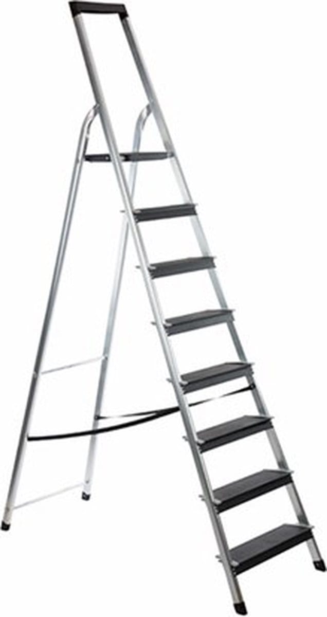 TRAPLADDER ALUMINIUM 8 TREDEN BREDE TREDEN