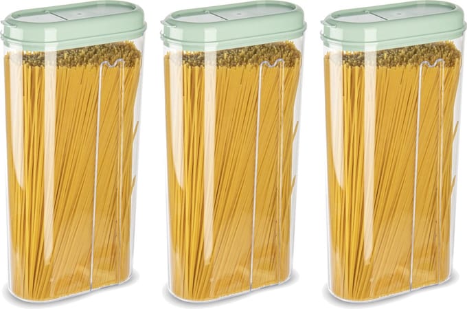 Plasticforte Voedselcontainer strooibus - 3x - mintgroen - 2350 ml - kunststof - voorraadpotten