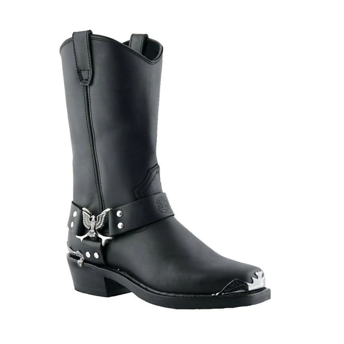 Grinders Heren Zwarte Cowboy Bikerlaarzen - Eagle Hi