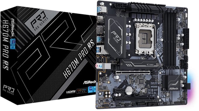 ASRock H670M Pro RS - Moederbord - micro ATX - LGA1700 Socket - H670 Moederbord - Intel H670 - Intel LGA1700 - DDR4 RAM - Micro-ATX